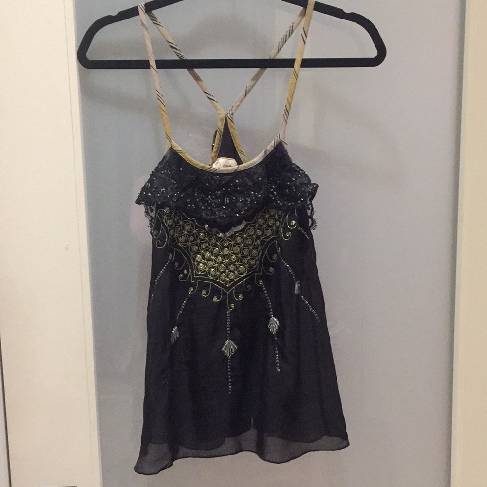 Free People Embellished Silk Tank